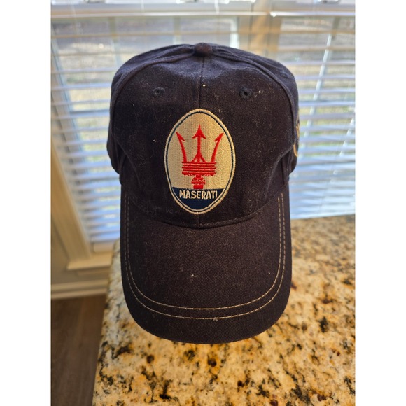 Maserati Navy Blue Baseball Hat Official Licensed Product Trident Logo Mens Cap